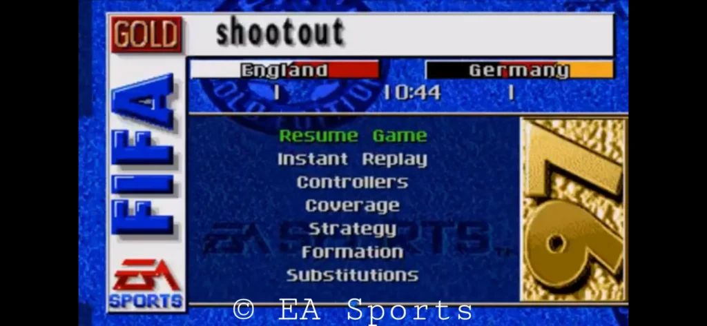 Fifa 97 menu pausa