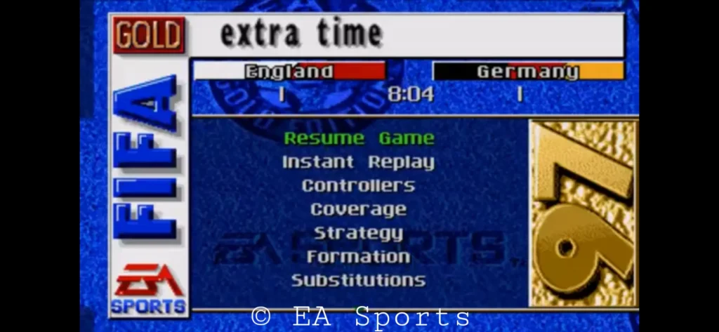 Fifa 97 menu de tiempo extra