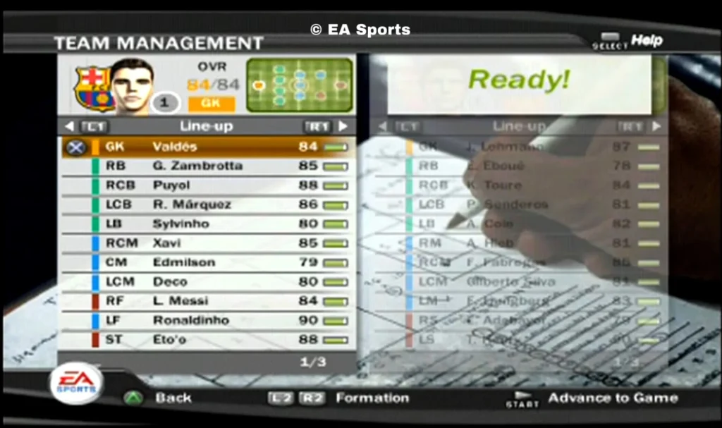 "FIFA 07 alineaciones"