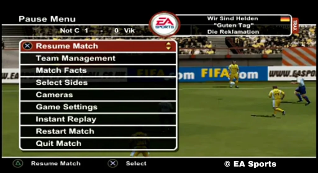 "FIFA 2004 menu pausa"