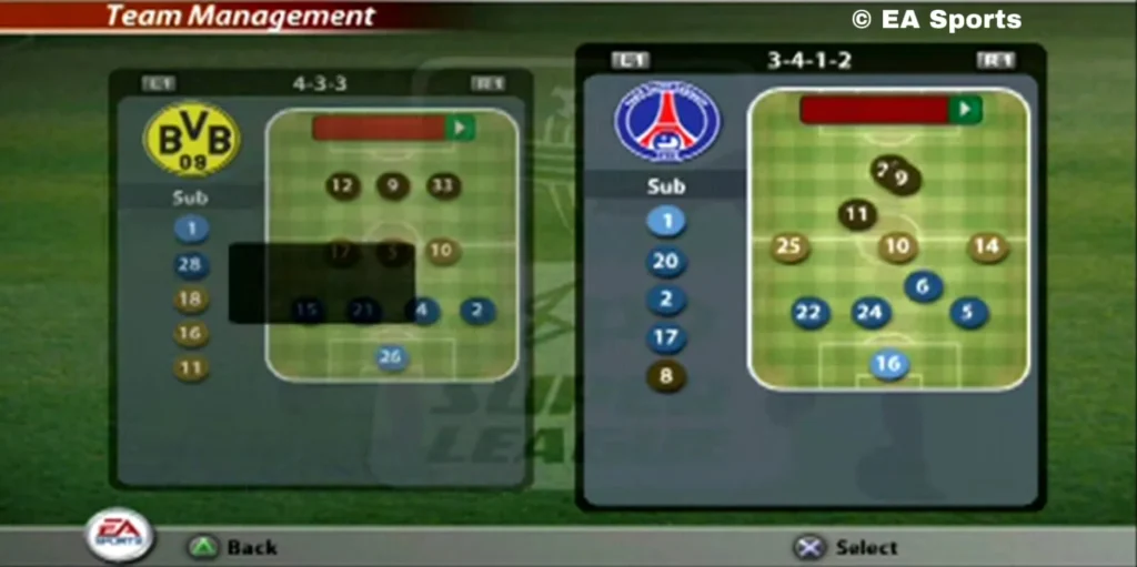 "FIFA 2005  alineaciones"