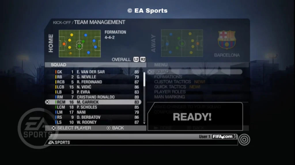 "FIFA 09 Manchester United alienación 2008"