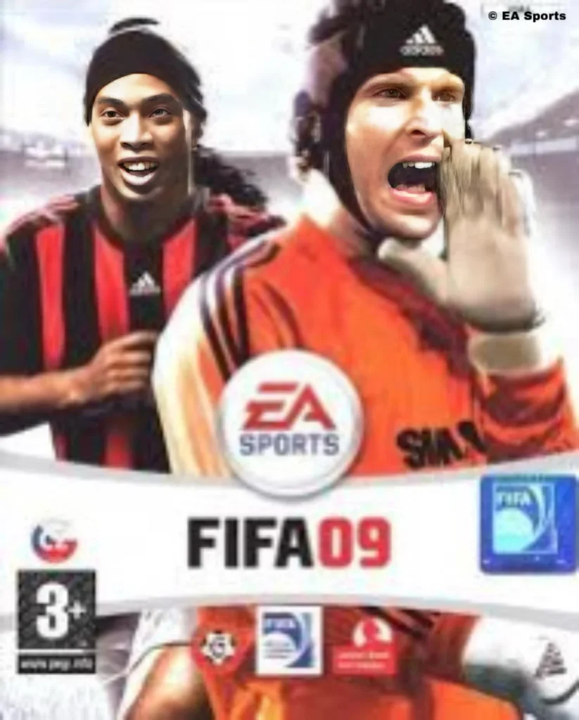 "Portada FIFA 09 Ronaldinho y Peter Čech en República Checa"