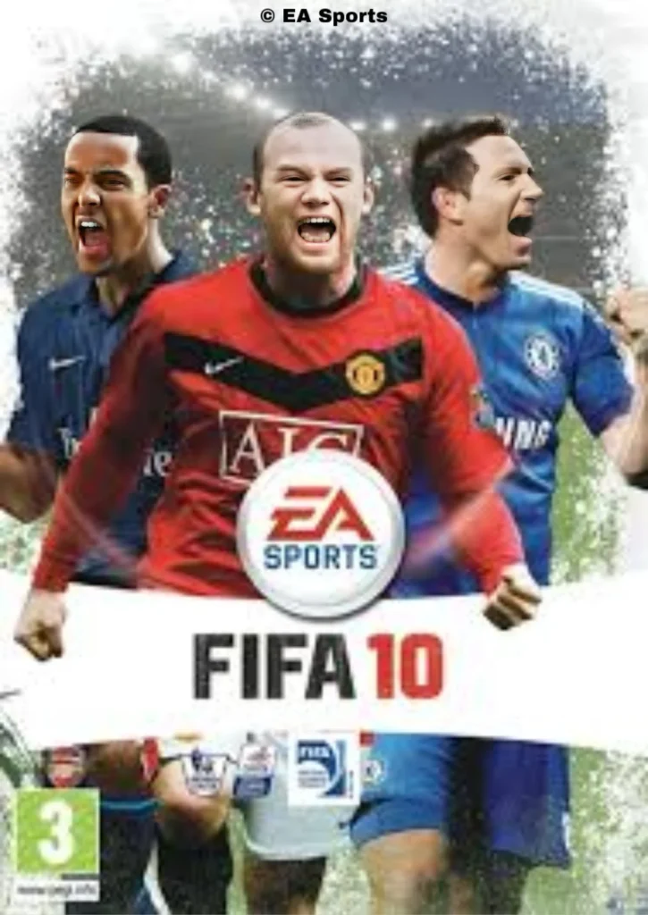 "Portada FIFA 10 Theo Walcott, Frank Lampard y Wayne Rooney en  Reino Unido"