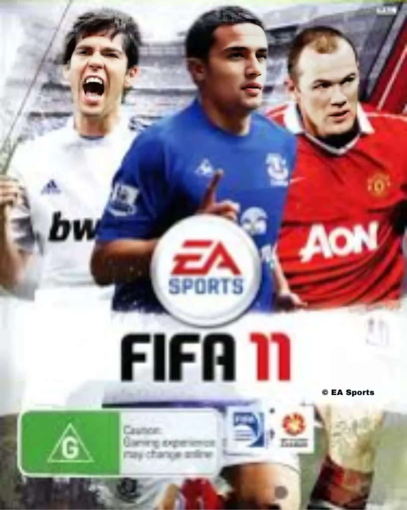 "Portada en Australia en FIFA 11 Kaká, Rooney  y Tim Cahill"