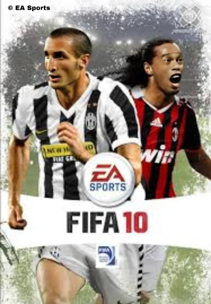 "Portada fifa 10 Ronaldinho y Giorgio Chiellini en Italia"